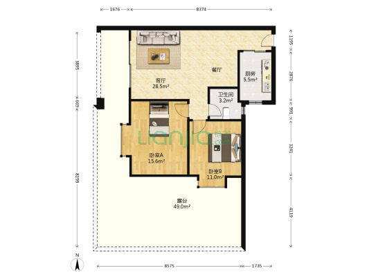 东骏豪庭 2室1厅1卫 81平方