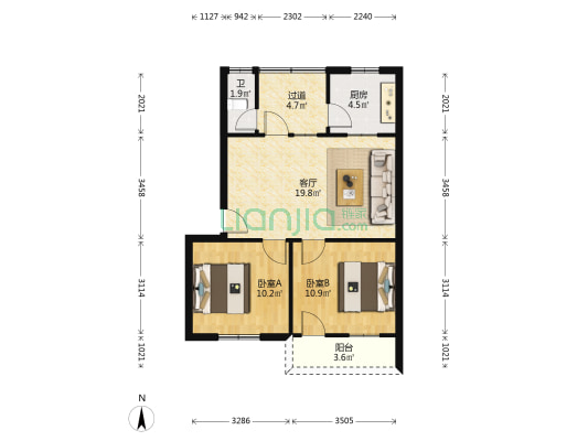 巾山路12号 2室1厅1卫 67平方