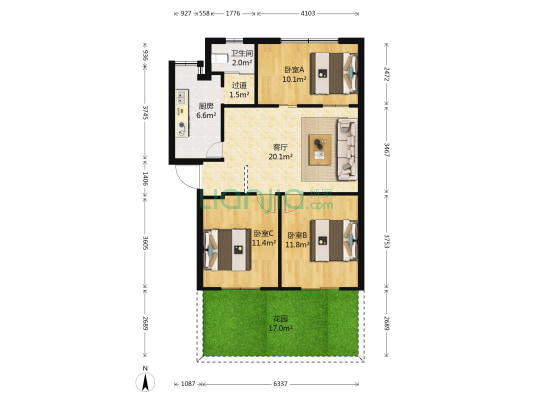 广埠屯电力职业学院教师宿舍 3室1厅1卫 81平方
