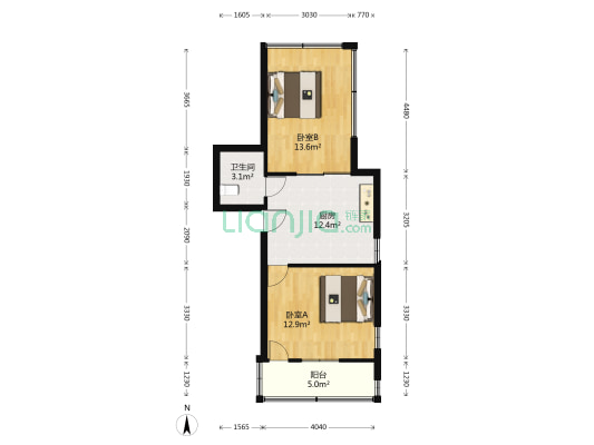 解放中路 2室0厅1卫 60平方