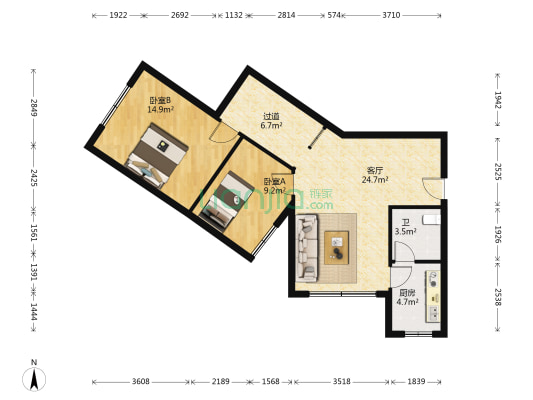 银鑫小区 2室1厅1卫 79平方