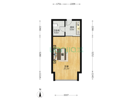我家山水彩虹苑 1室0厅1卫 50平方