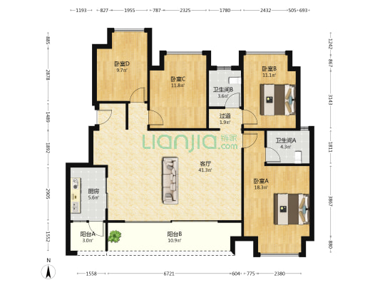 中交漫山六期 4室1厅2卫 132平方