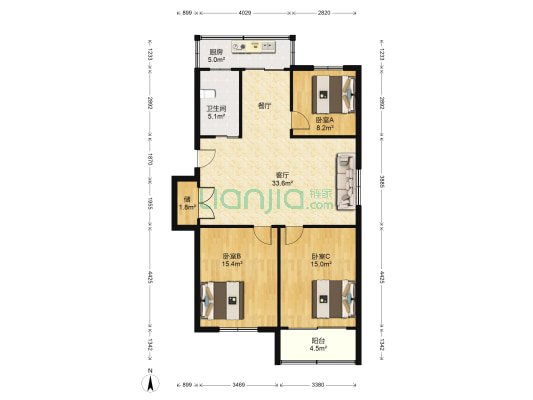 怡心小苑 3室1厅1卫 134平方