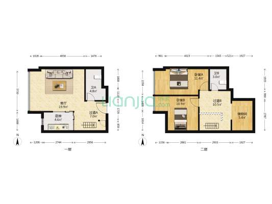 璟丽时尚中心 2室1厅2卫 60平方