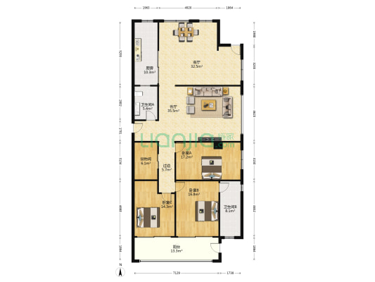 中粮河北广场 3室2厅2卫 218平方