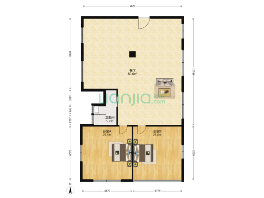 捕捞中路 2室1厅1卫 166平方
