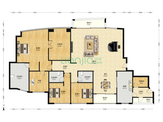 中粮海景壹号 4室2厅3卫 363平方