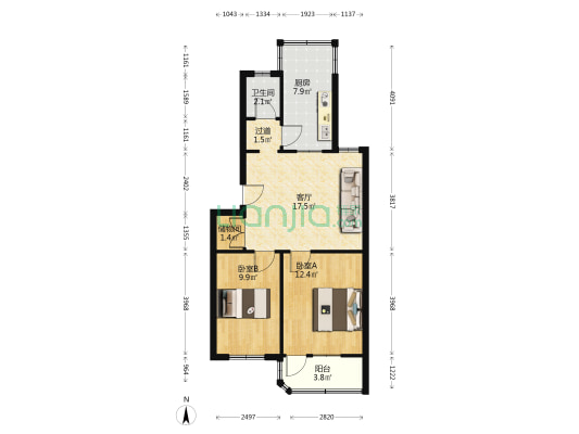 福乐园小区 2室1厅1卫 69平方