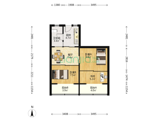 中南新村 3室1厅1卫 55平方