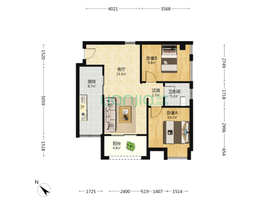 晋愉盛世融城D区 2室1厅1卫 75平方
