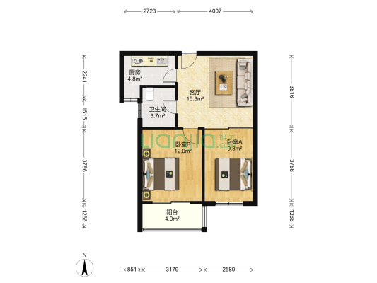 玉成家园一期 2室1厅1卫 65平方