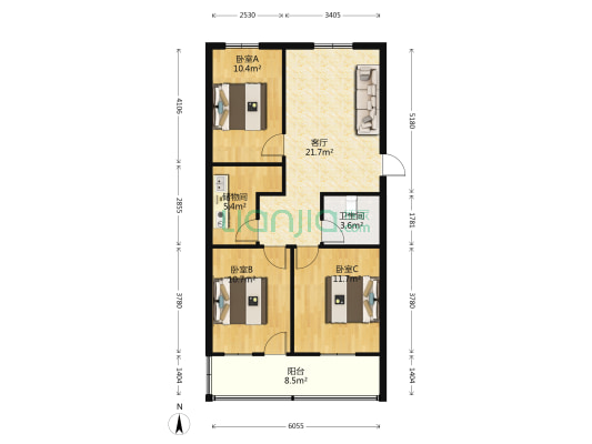 魏胡同31号 3室1厅1卫 93平方