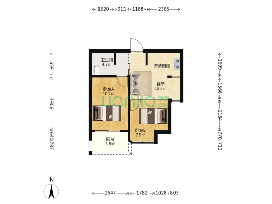 凯城花园 2室1厅1卫 47平方