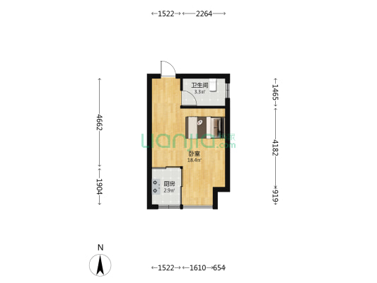 水晶城 1室0厅1卫 38平方