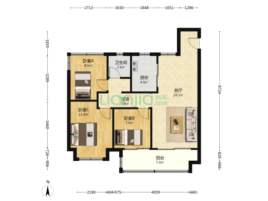 奥园东璟里 3室1厅1卫 99平方