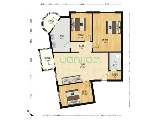 安升街140号 3室1厅1卫 109平方