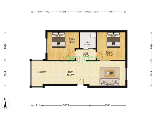 南塔东街小区 2室1厅1卫 86平方
