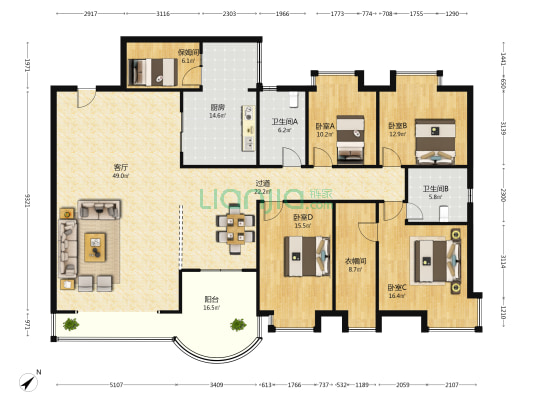 紫坪铺 4室1厅2卫 201平方