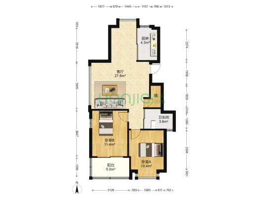 瑶溪住宅区一组团 2室1厅1卫 88平方