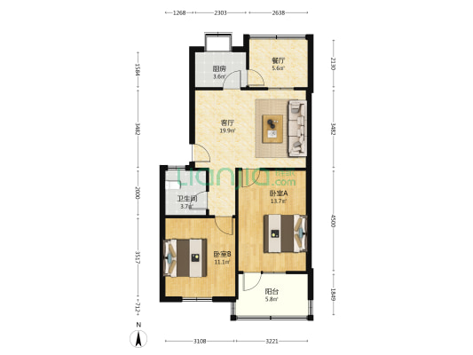 农行家属楼 2室2厅1卫 50平方
