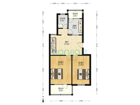 华景花苑 2室1厅1卫 76平方