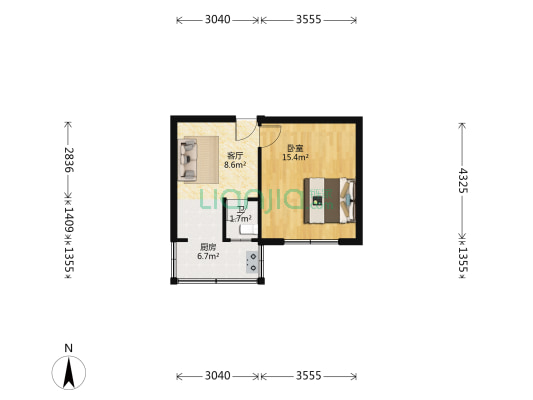 一汽专用车厂家属院 1室1厅1卫 44平方