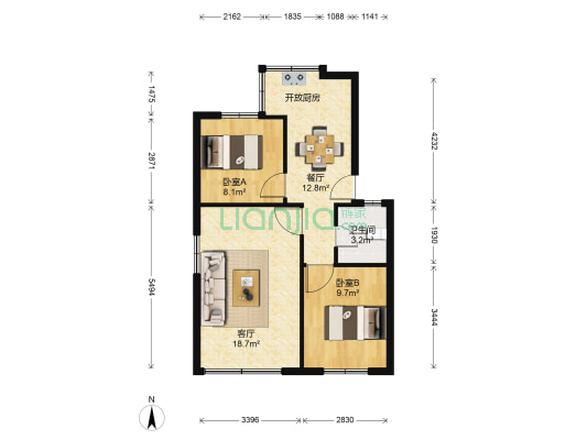 云南交通运输有限责任公司宿舍区 2室2厅1卫 58平方