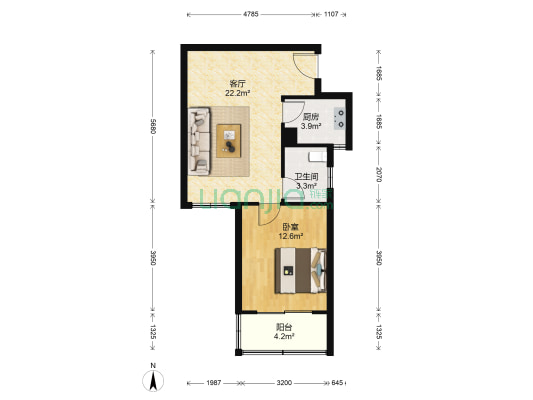 寺头家园 1室1厅1卫 67平方
