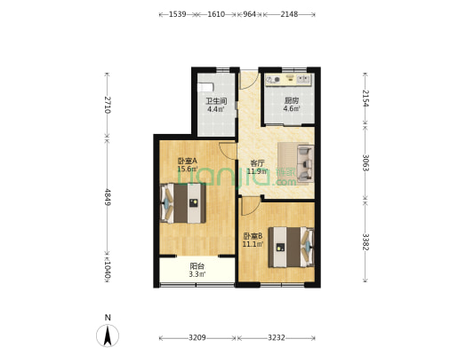 宝杨路3174号 2室1厅1卫 61平方