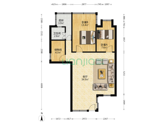 电业北 2室1厅1卫 71平方