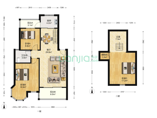 京东国际花园 3室1厅1卫 82平方