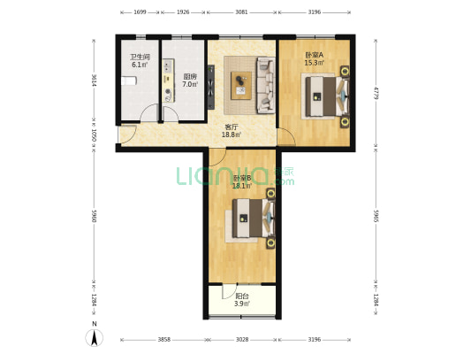 公交家属院 2室1厅1卫 81平方
