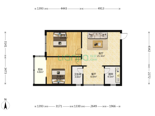 抗建路46号 2室2厅1卫 72平方