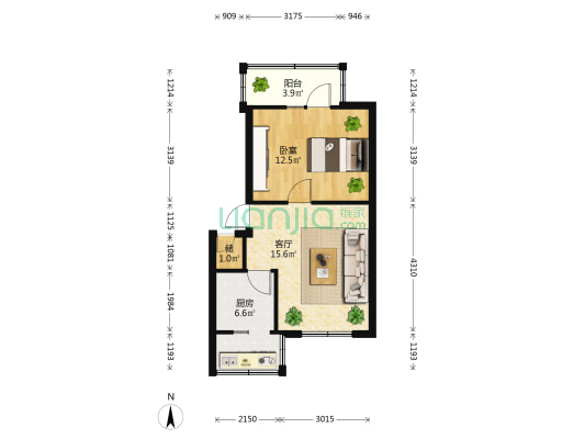 瓦仓庄2号 1室1厅0卫 39平方