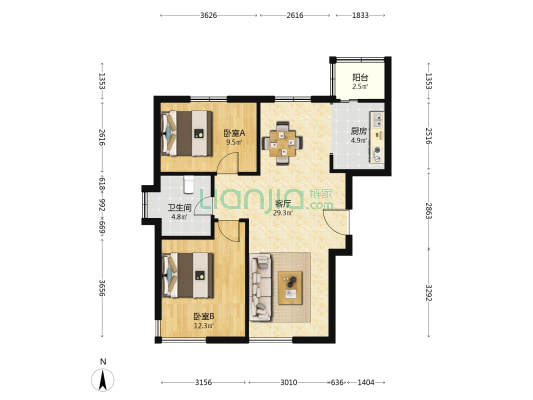新塘组团佳和苑 2室1厅1卫 92平方