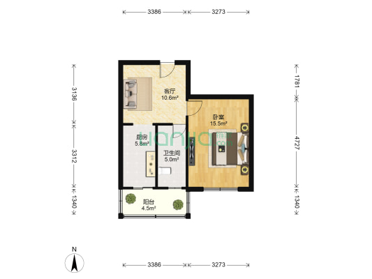 贵环花园 1室1厅1卫 49平方