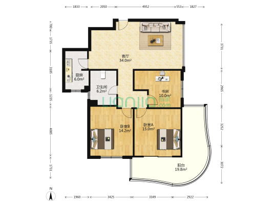 海景豪庭 3室1厅1卫 123平方