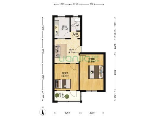 宏学街 2室1厅1卫 60平方