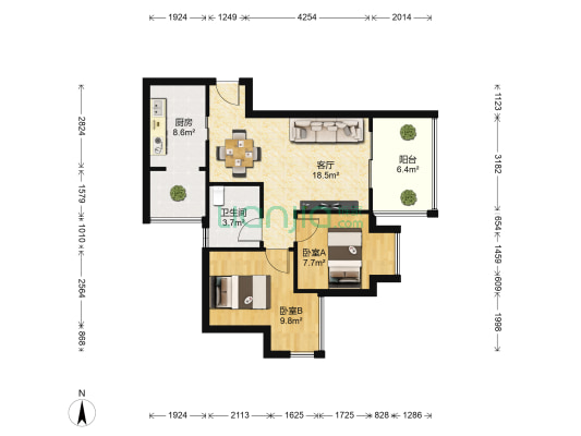 汇厦少城百花里 2室1厅1卫 61平方