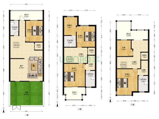 诸暨景瑞上府 5室1厅4卫 190平方