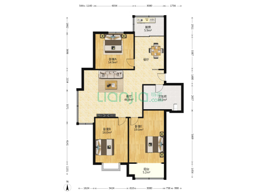 天福苑 3室1厅1卫 138平方