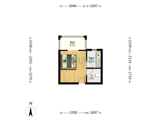 启明园 1室0厅1卫 32平方