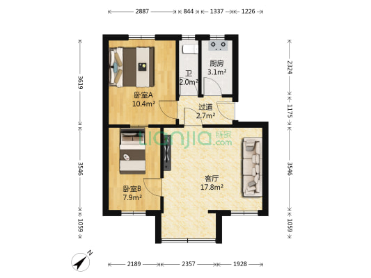 西苑小区 2室1厅1卫 58平方