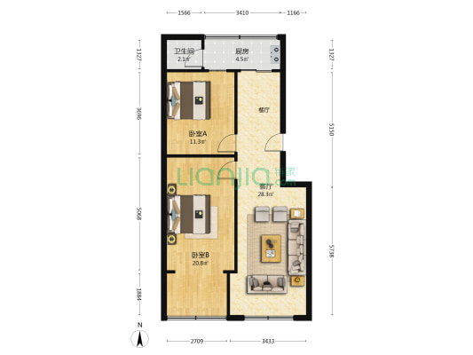 玉林东街19号 2室1厅1卫 63平方