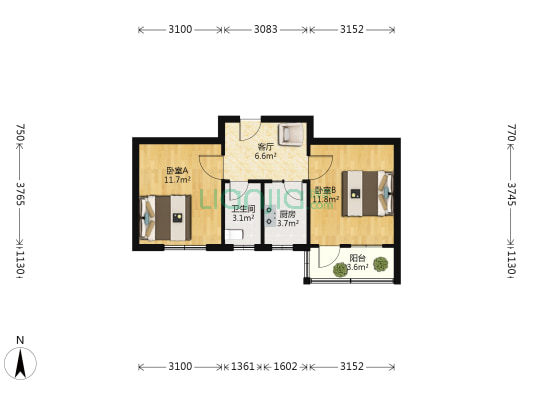 文工团家属楼 2室1厅1卫 48平方
