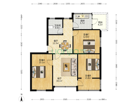 30号小区 3室2厅1卫 81平方