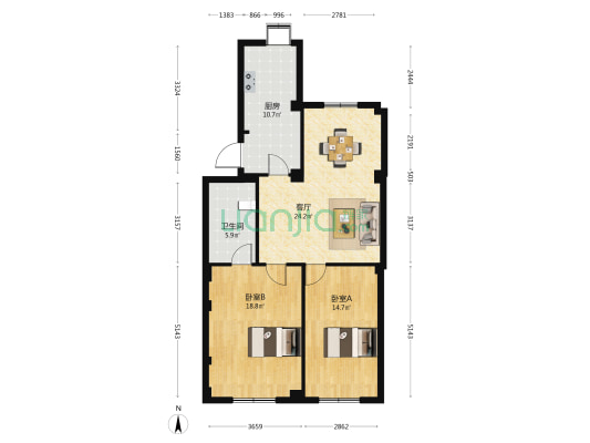 江花小区 2室1厅1卫 95平方