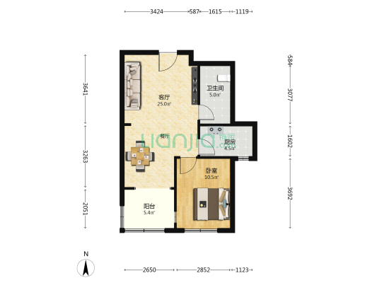 盛世园田居E2区 1室1厅1卫 71平方