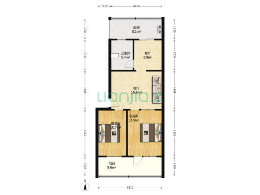 宣钢龙烟住宅楼 2室2厅1卫 82平方